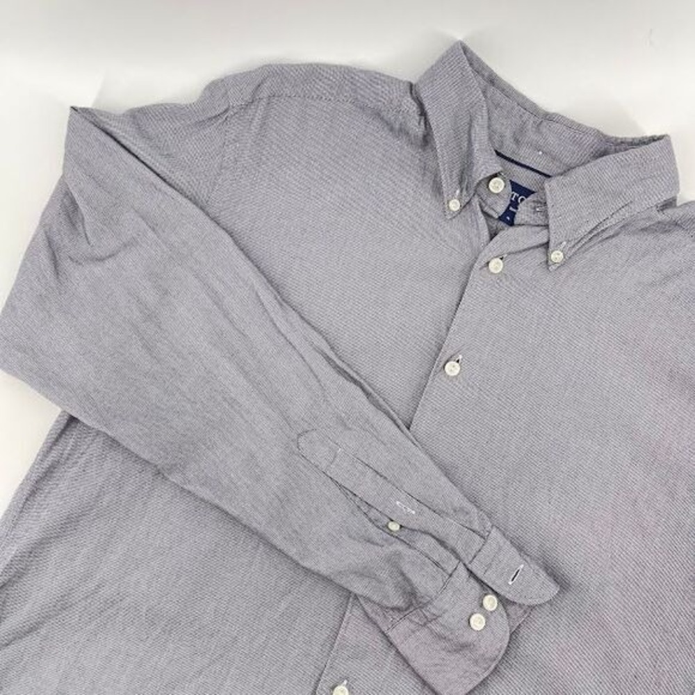 Eton Men's Slim Fit Button-Down Shirt Gray Cotton‎ Lyocell Blend XL